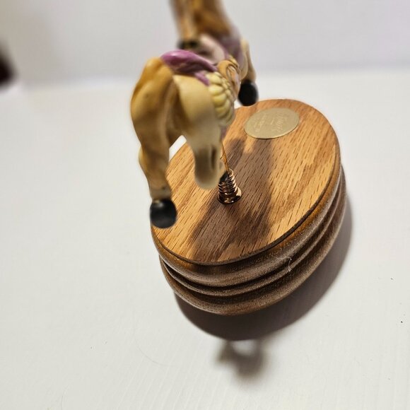 Willitts Musical Carousel Horse with Wood Base Plays Edelweiss # 8714 - Picture 6 of 16
